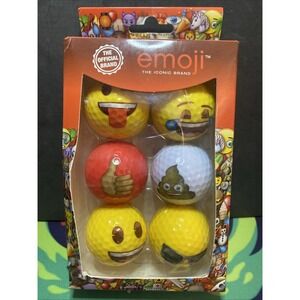 Emoji Golf Balls 6 Pack Set Official Brand New Novelty Or Use Yellow Red A1